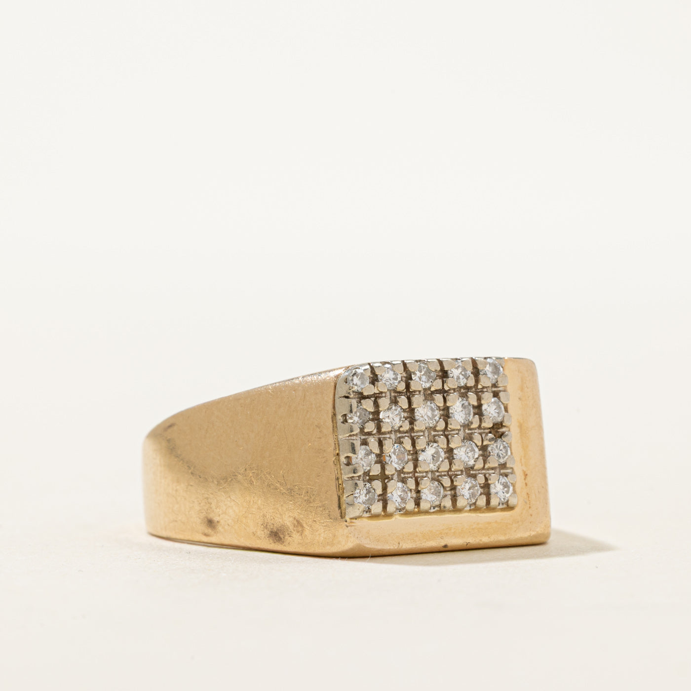 10K Diamond Grid Signet Ring | 0.30ctw | SZ 11.75