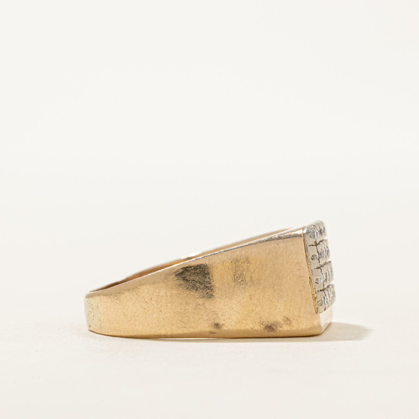 10K Diamond Grid Signet Ring | 0.30ctw | SZ 11.75
