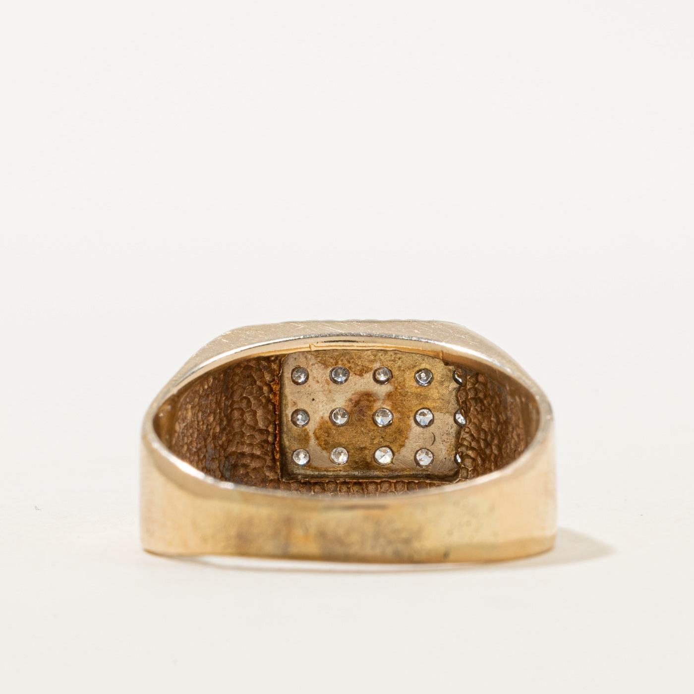 10K Diamond Grid Signet Ring | 0.30ctw | SZ 11.75