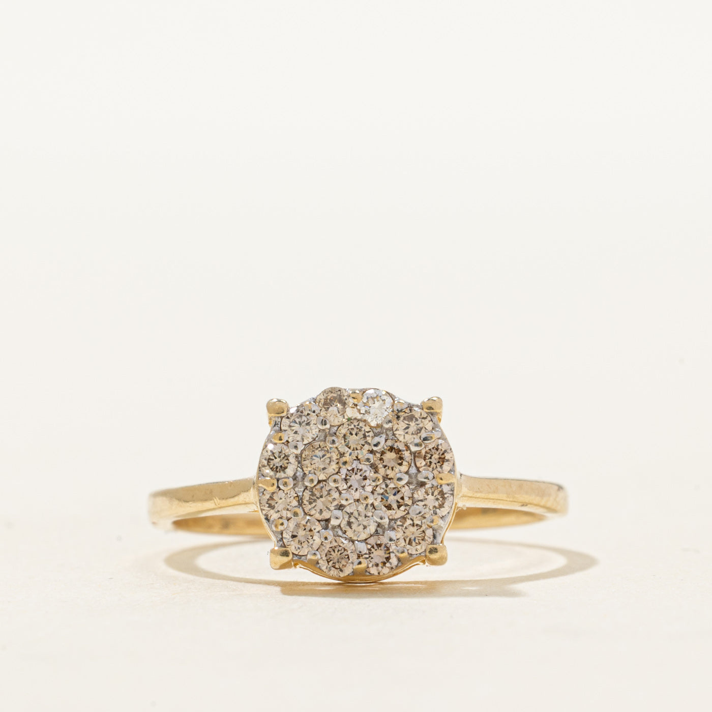 10K Diamond Round Cluster Thin Ring | 0.29ctw | SZ 5.5