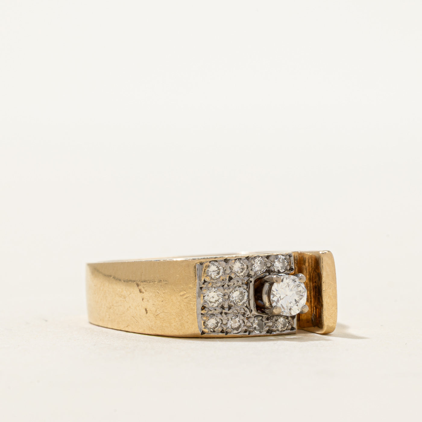14K Diamond Geometric Soft Sqaure Ring | 0.32ctw | SZ 6.25