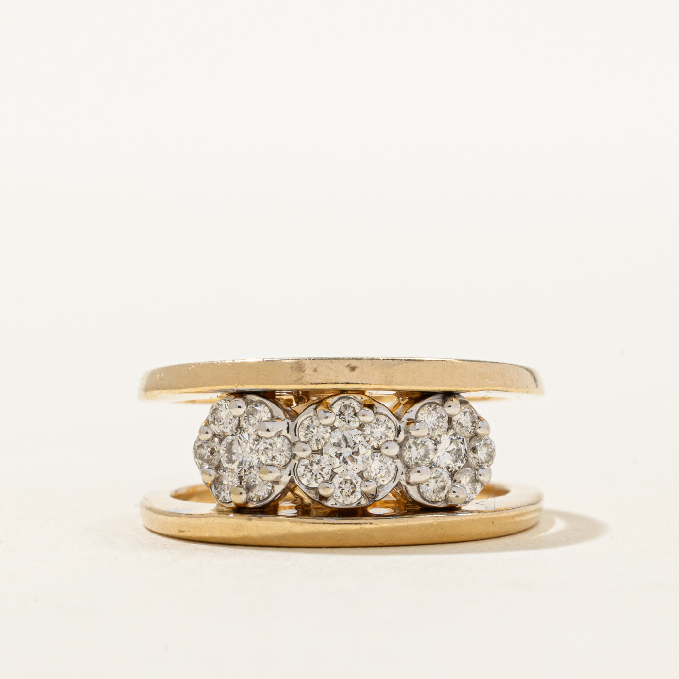 14K Diamond Multi Cluster Open Shank Ring | 0.50ctw | SZ 7