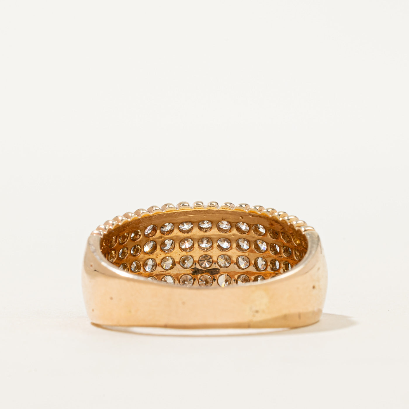14K Multi Row Diamond Scallop Edged Dome Ring | 1.69ctw | SZ 10.5