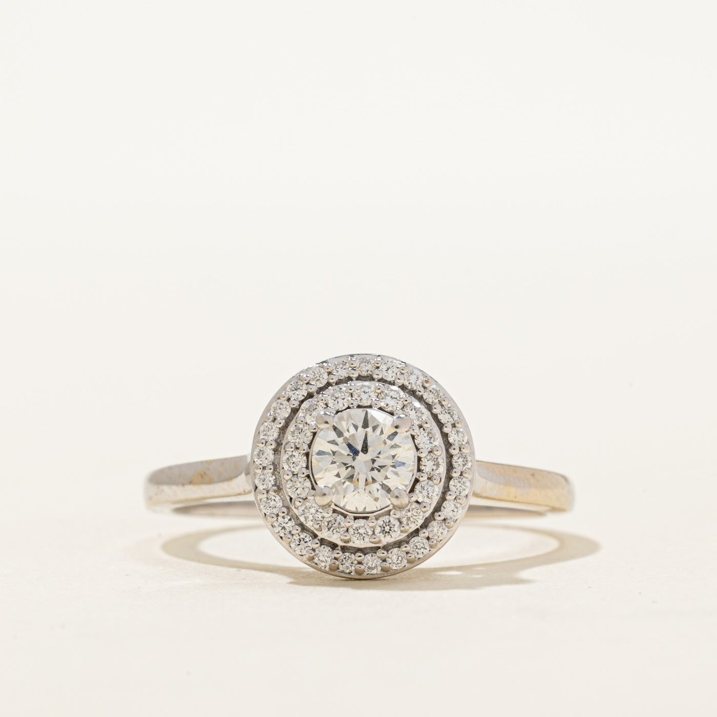 14K Diamond Double Halo Cathedral Ring | 0.79ctw | SZ 10