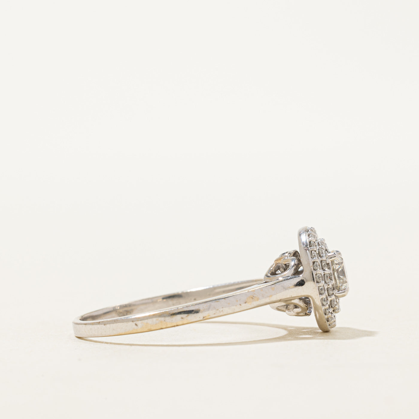 14K Diamond Double Halo Cathedral Ring | 0.79ctw | SZ 10