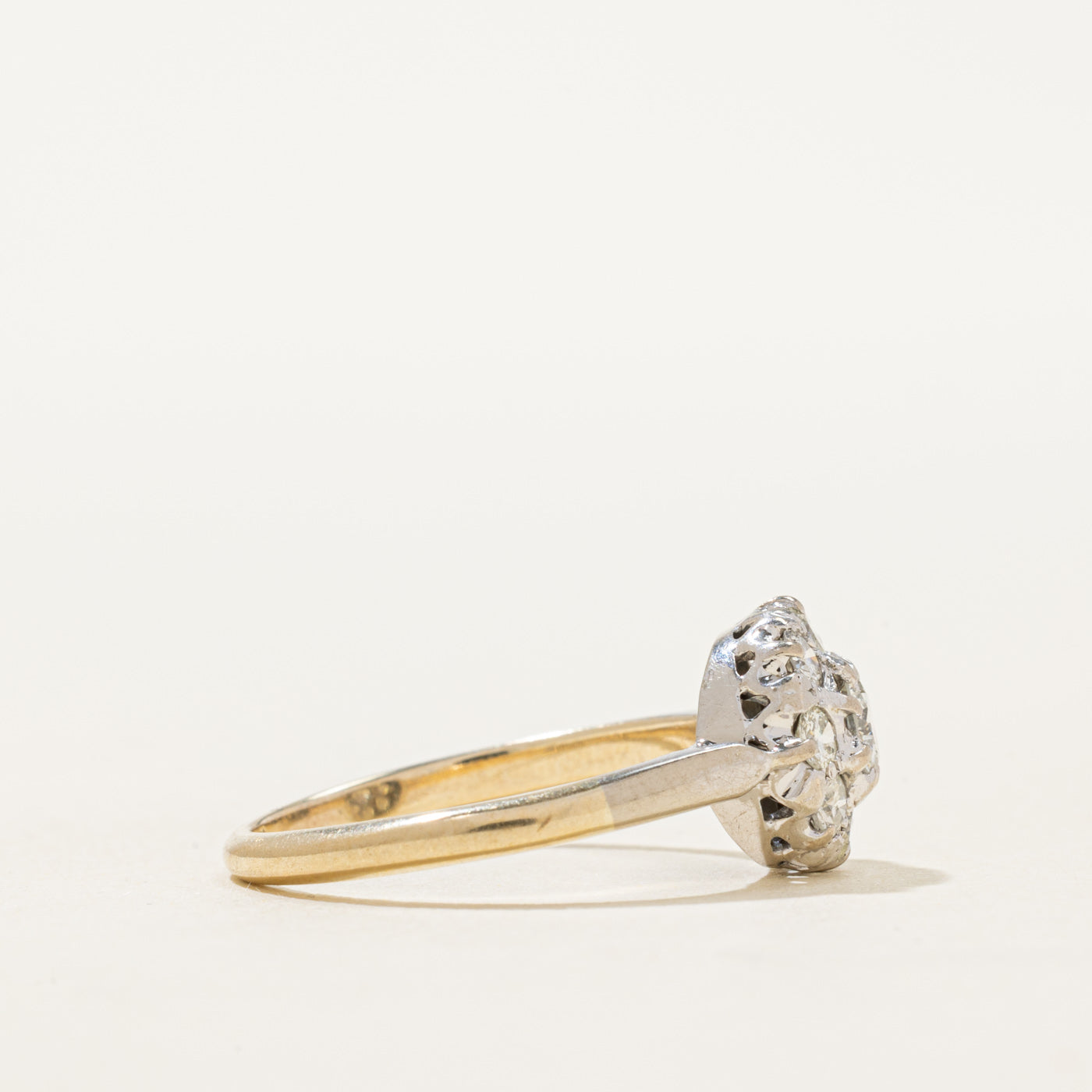 18K Two Tone Gold Diamond Round Cluster Ring | 0.64ctw | SZ 7