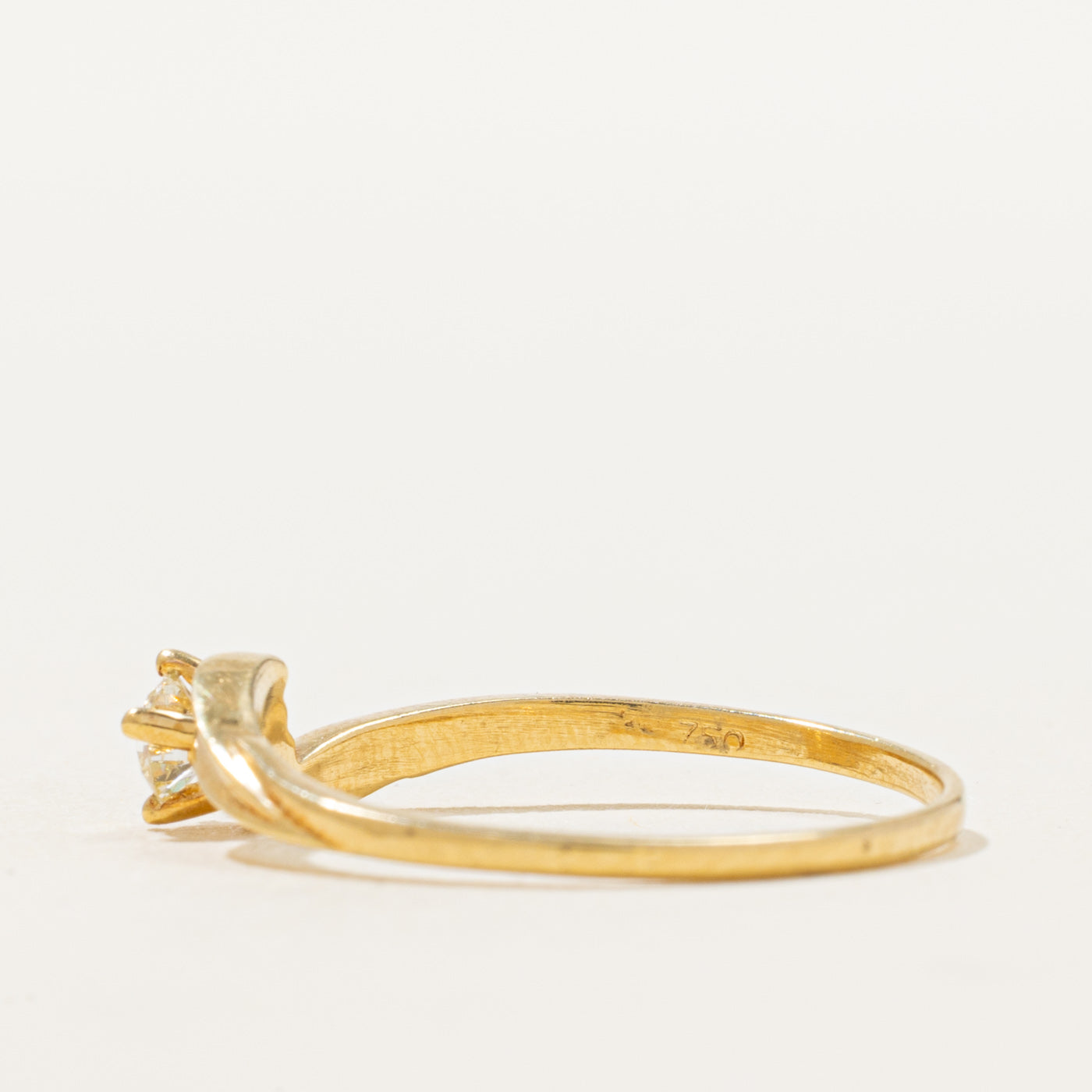 18K Diamond Grooved Bypass Ring | 0.17ct | SZ 8