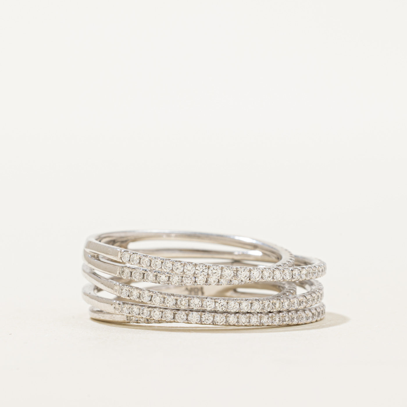 18K Semi Eternity Diamond Layered Cross Over Ring | 0.56ctw | SZ 7.5