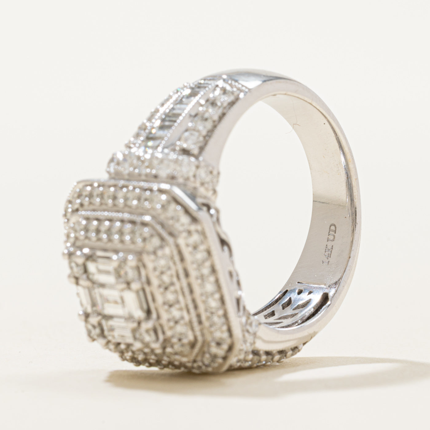 14K Diamond Double Halo Square Shaped Ring | 1.74ctw | SZ 7