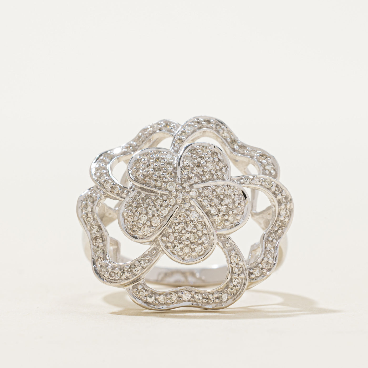 14K Diamond Hibiscus Flower Ring | 0.50ctw | SZ 6.75