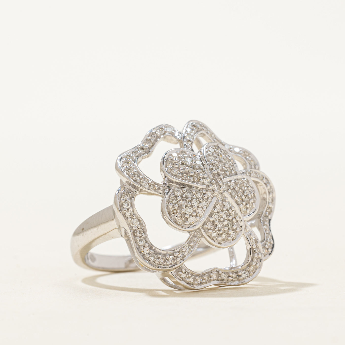 14K Diamond Hibiscus Flower Ring | 0.50ctw | SZ 6.75