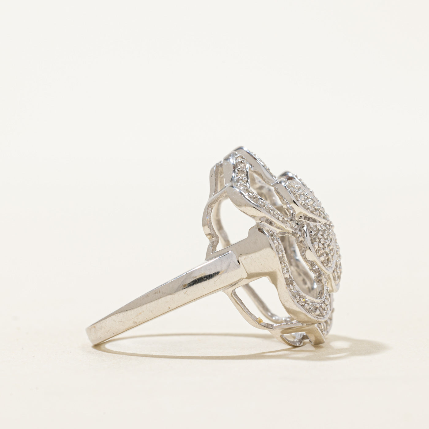 14K Diamond Hibiscus Flower Ring | 0.50ctw | SZ 6.75