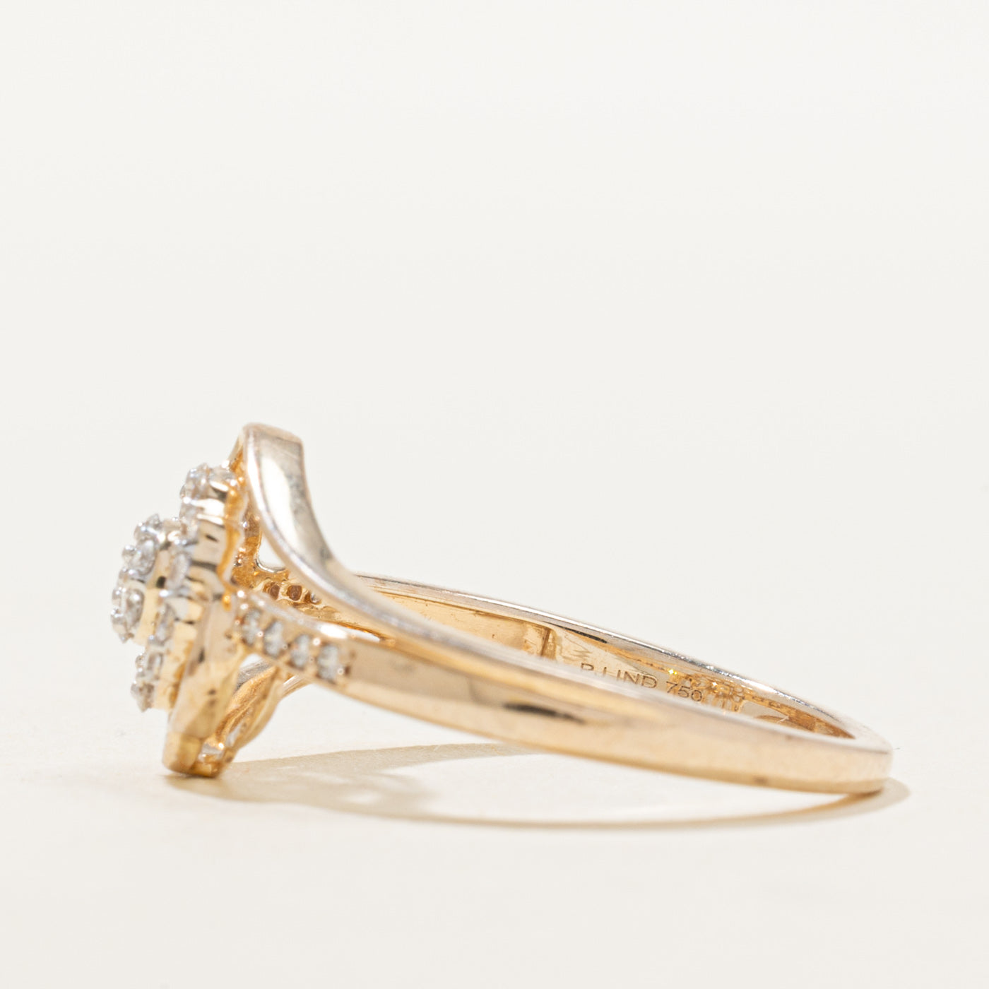 18K Diamond Cluster Halo Openwork Ring | 0.18ctw | SZ 6.75