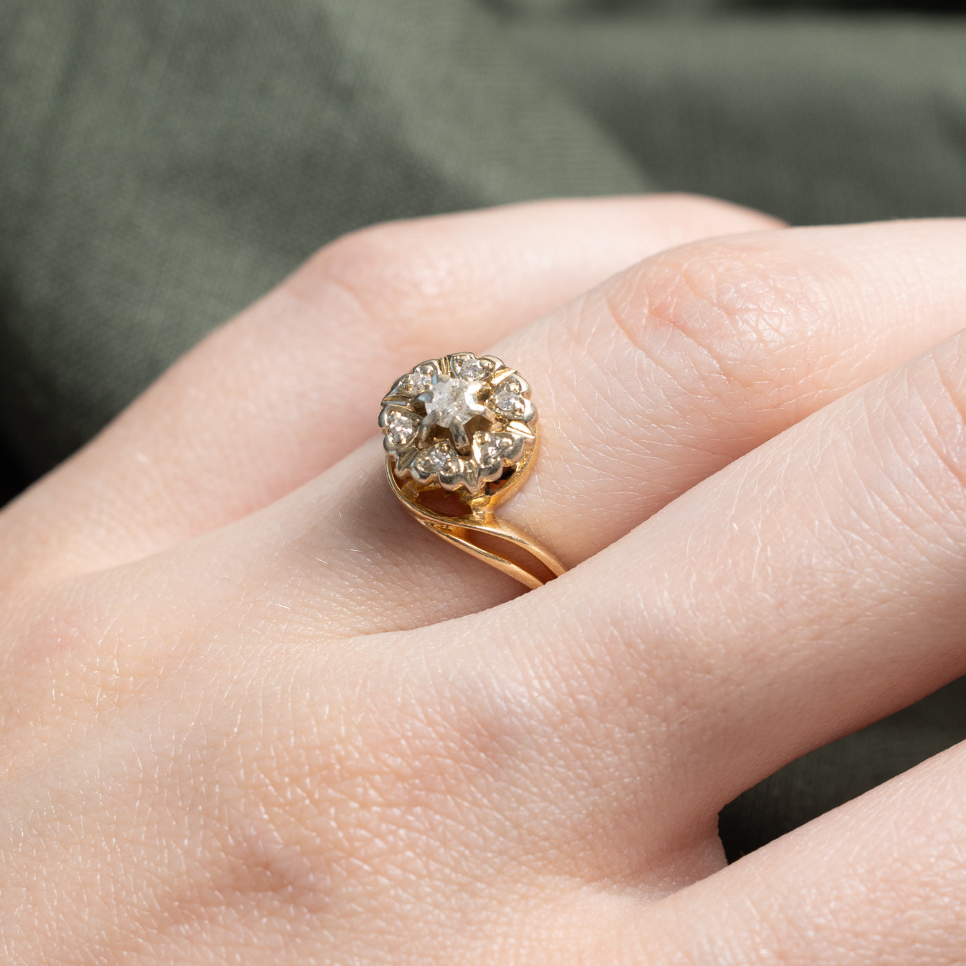 14K Heart Accented Diamond Bypass Ring | 0.16ctw | SZ 4.75