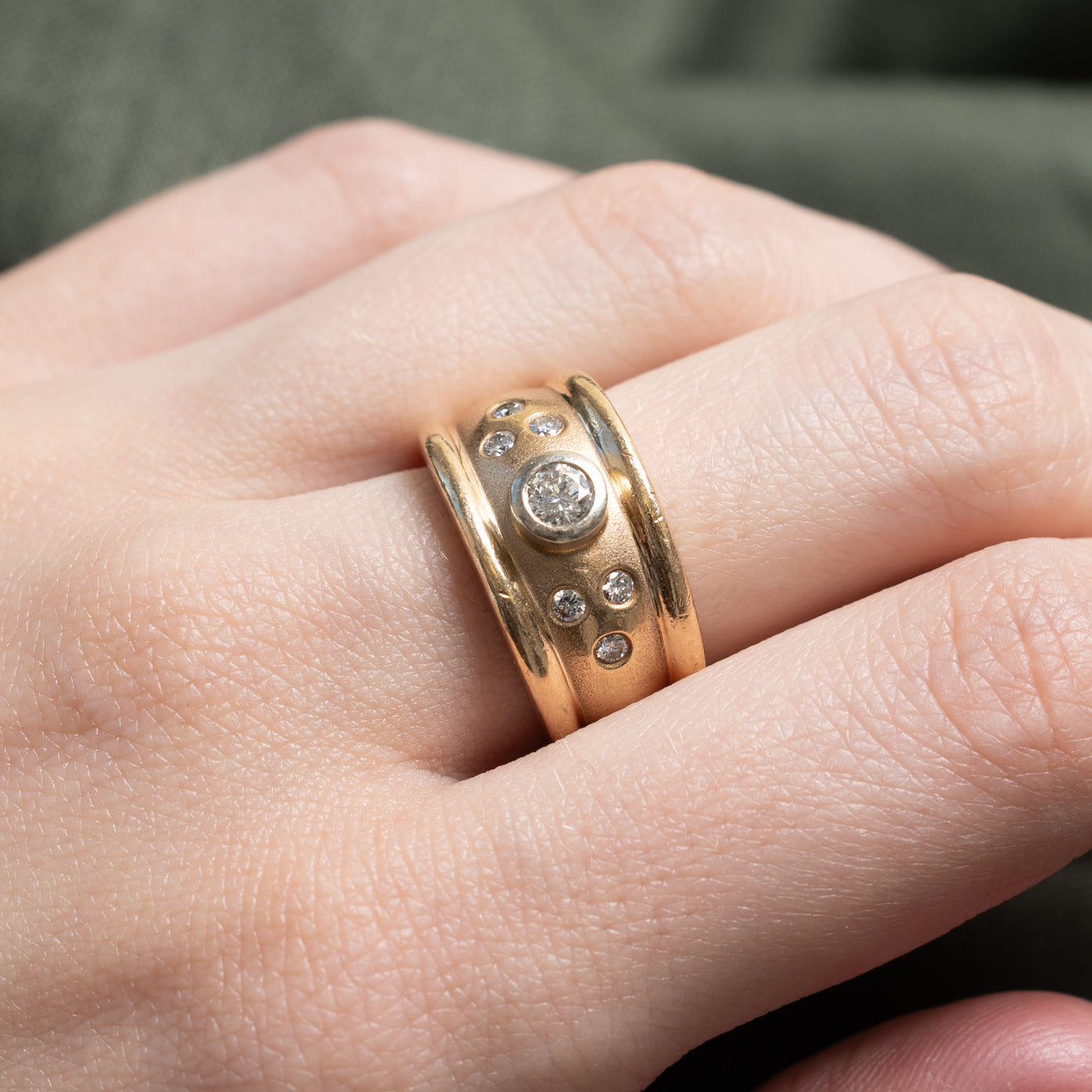 10K Bezel Set Diamond Chunky Ring | 0.37ctw | SZ 6.25