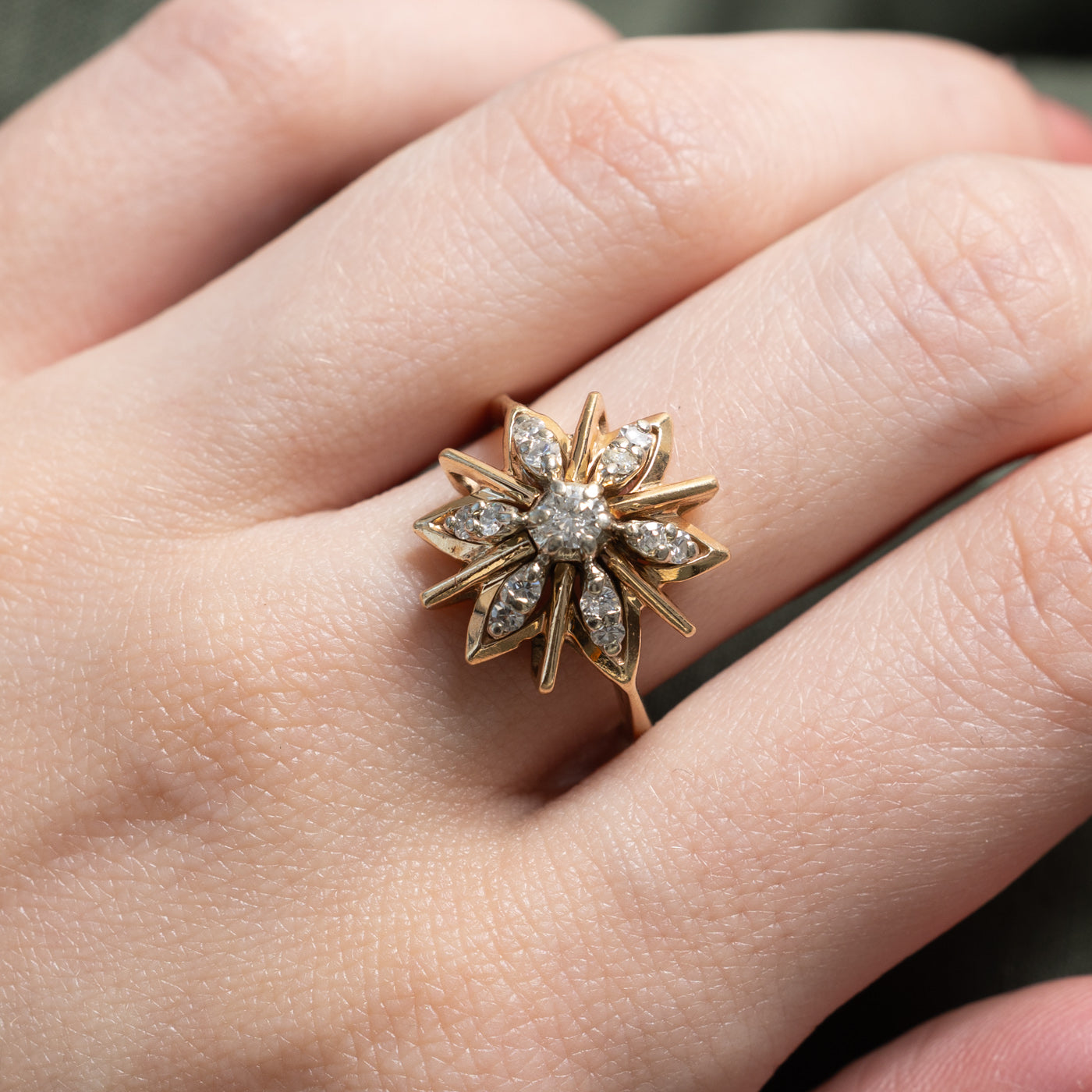 14K Diamond Geometric Flower Ring | 0.44ctw | SZ 7.25