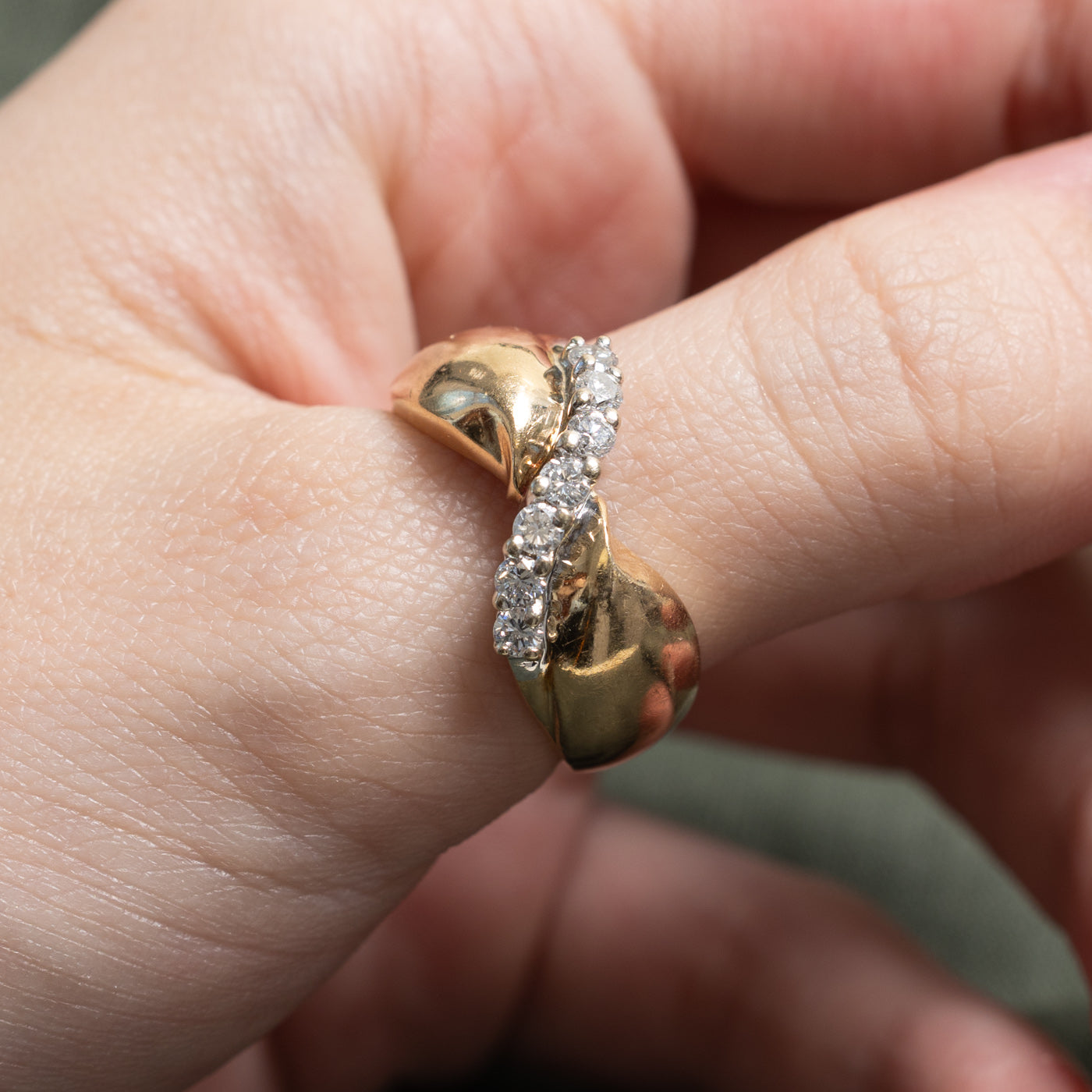 14K Diamond Waterfall Chunky Bow Ring | 0.42ctw | SZ 9.5