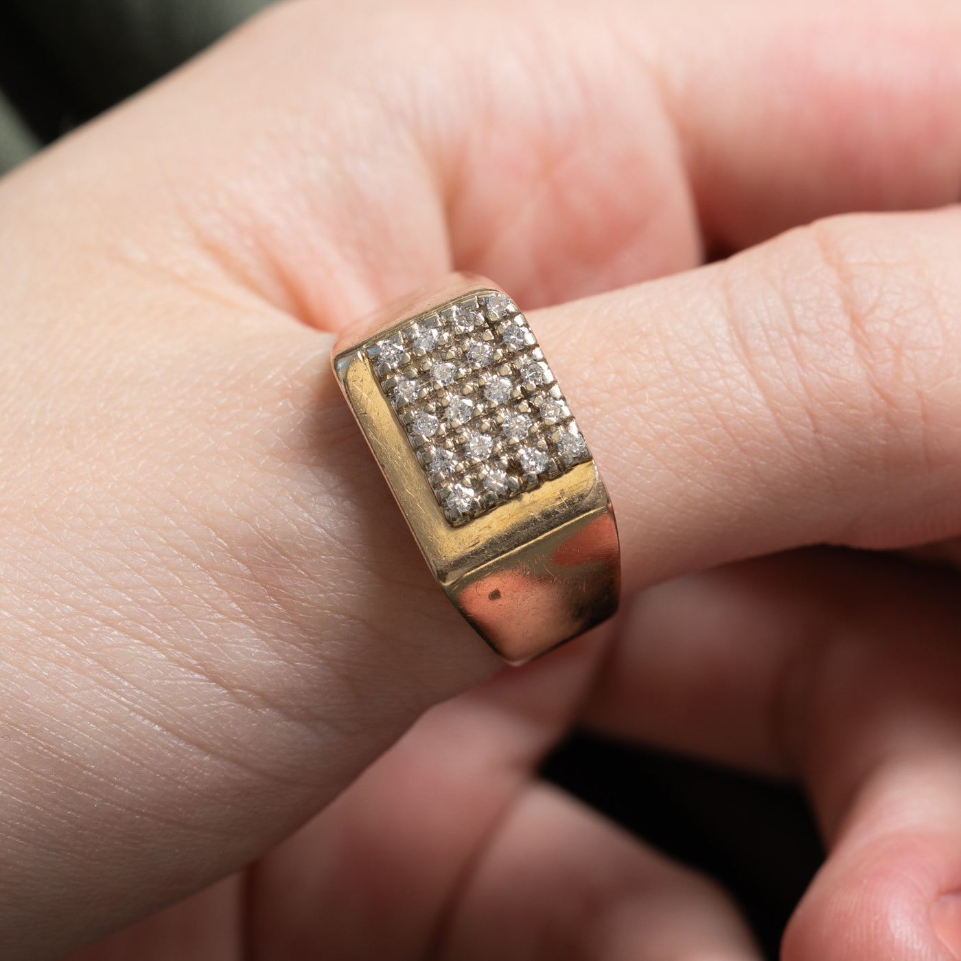 10K Diamond Grid Signet Ring | 0.30ctw | SZ 11.75