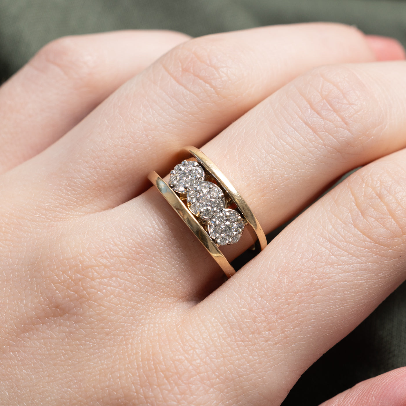 14K Diamond Multi Cluster Open Shank Ring | 0.50ctw | SZ 7