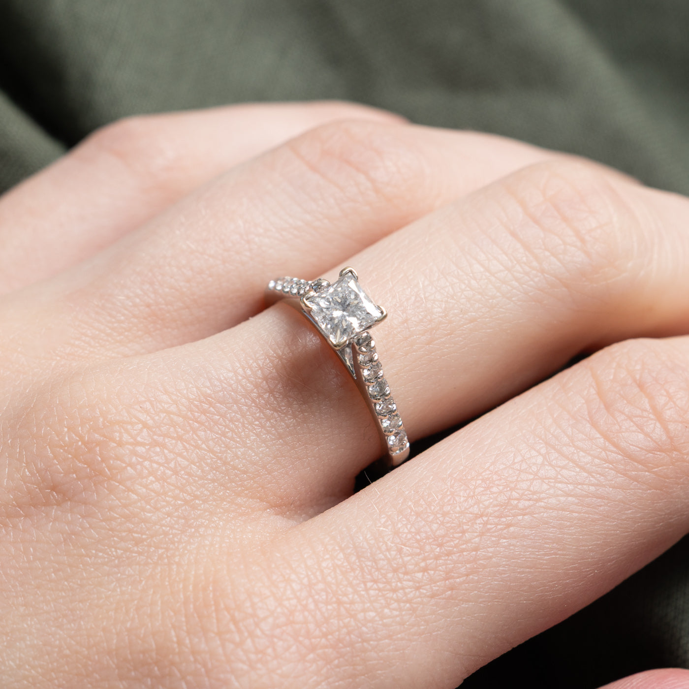 18K Princess Cut Diamond Cathedral Engagement Ring | 1.05ctw | SZ 5.25