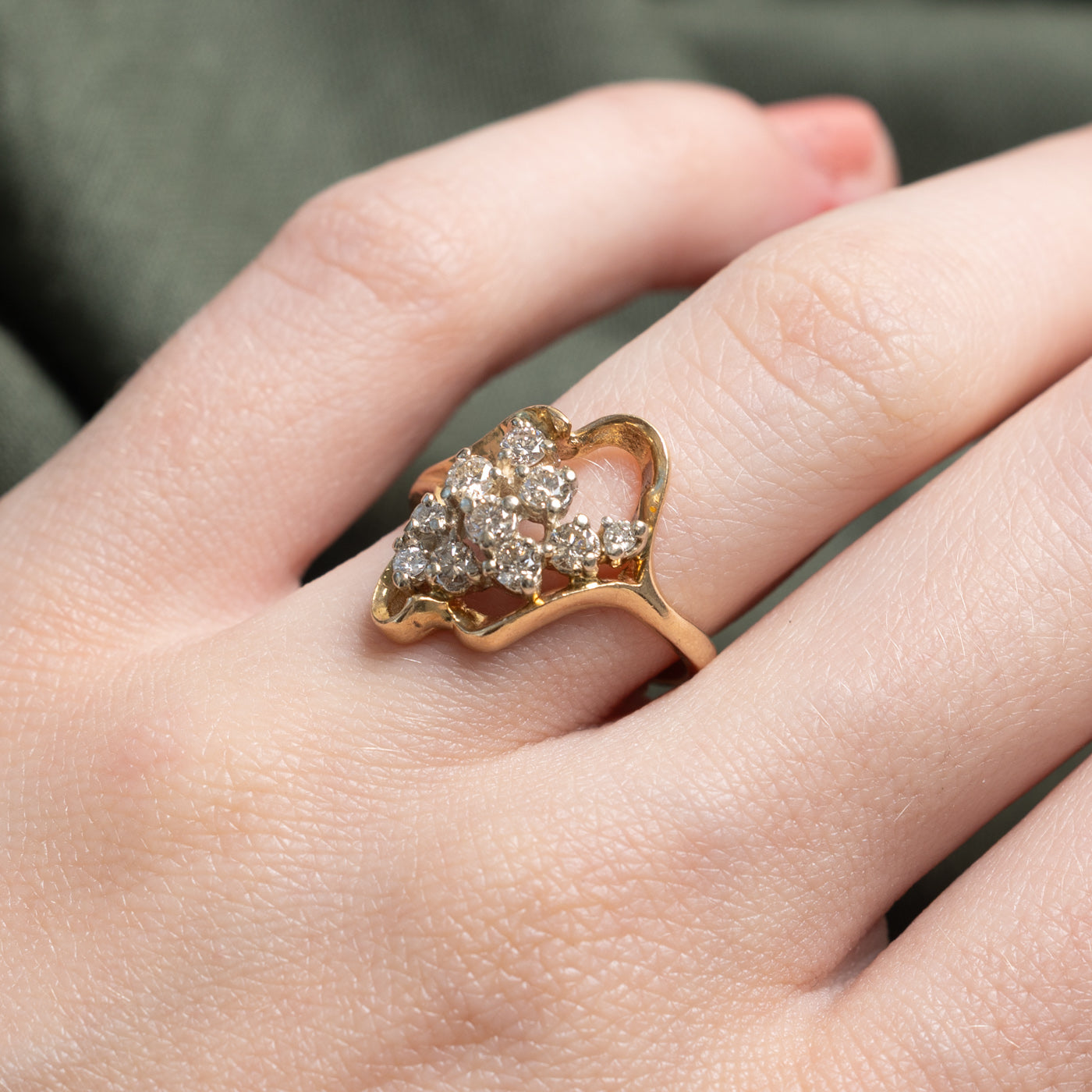 14K Scattered Diamond Abstract Ring | 0.42ctw | SZ 6