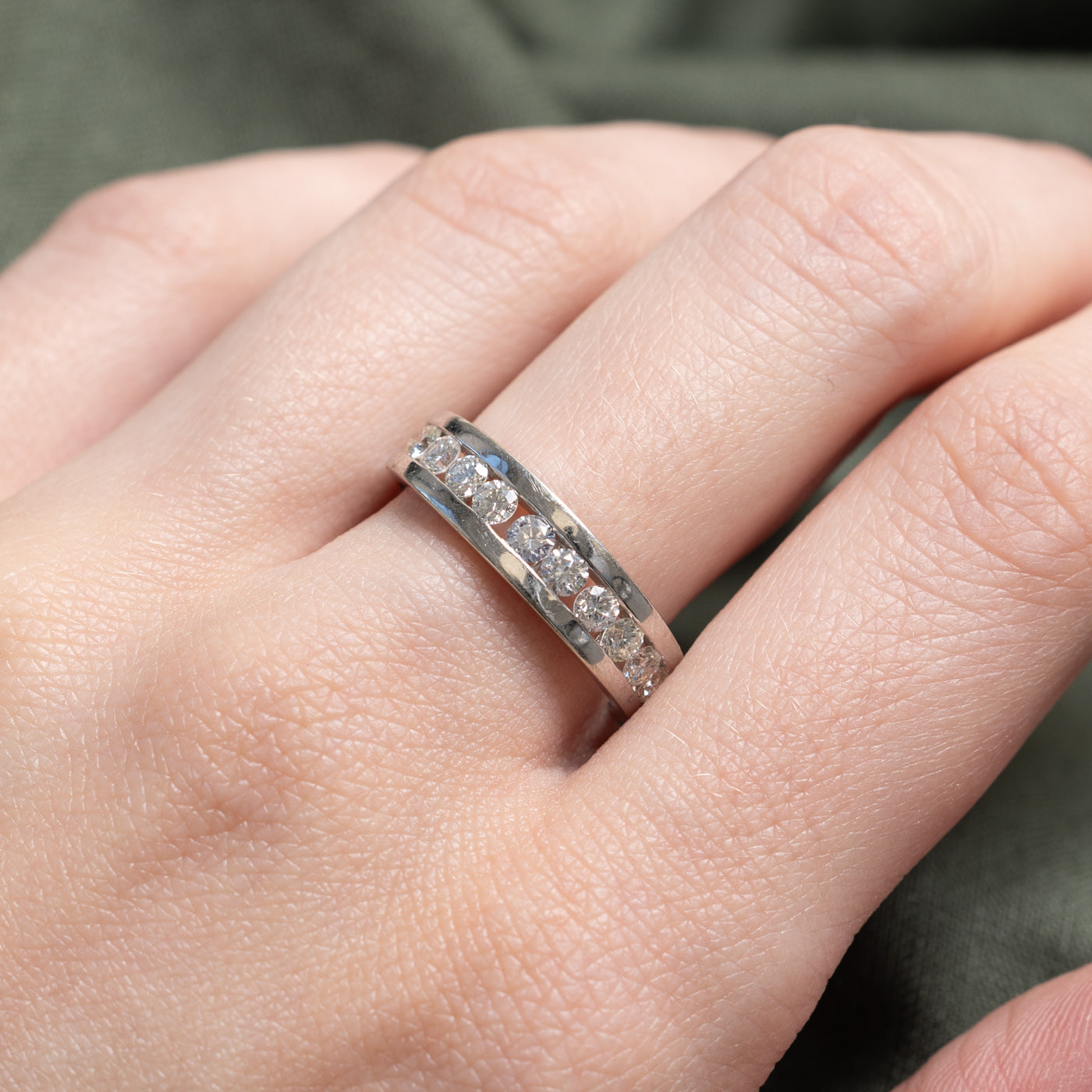 18K Channel Set Semi Eternity Diamond Ring | 0.75ctw | SZ 7.25