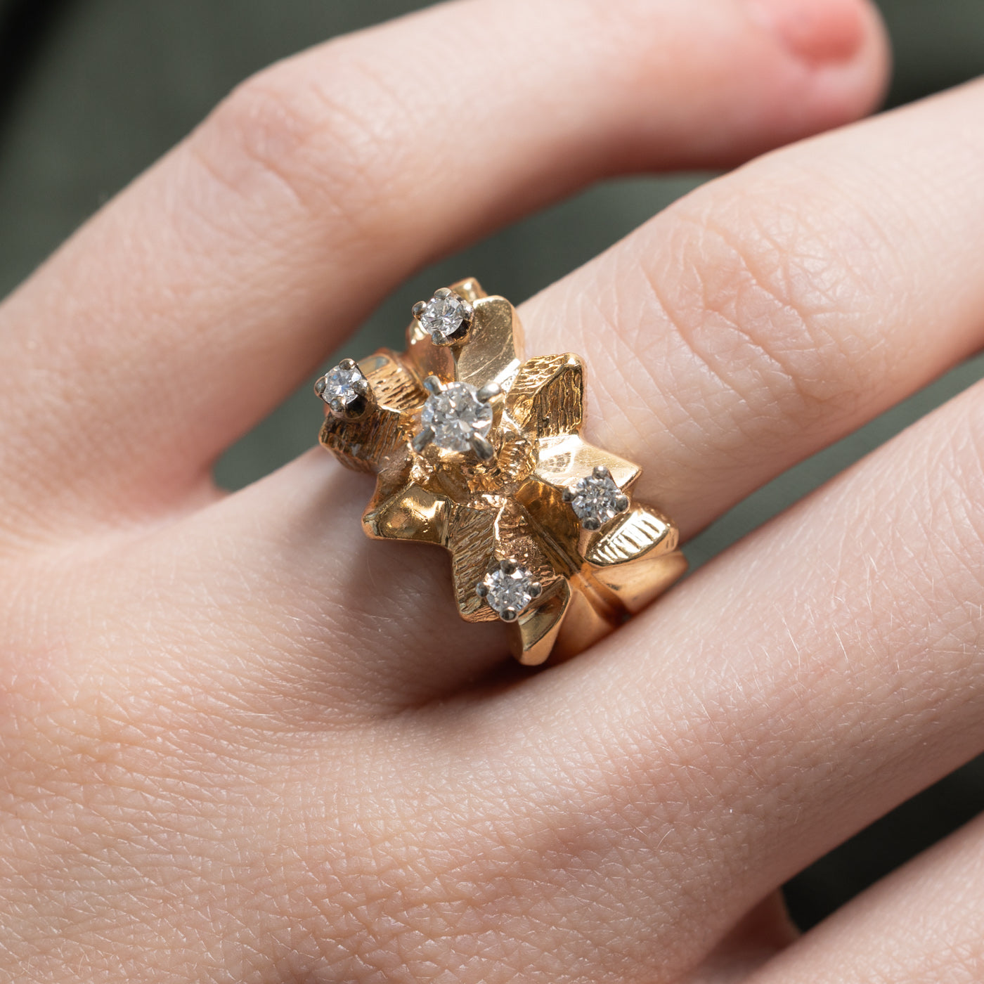 14K Diamond Chunky Abstract Ring | 0.40ctw | SZ 5.5