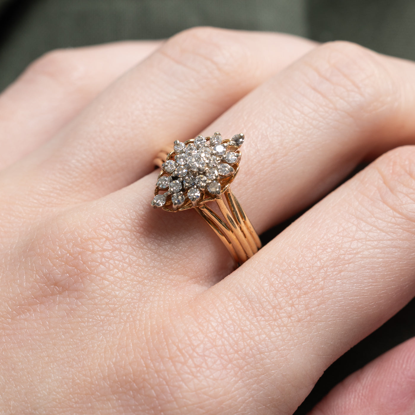 14K Marquise Shaped Diamond Cluster Ring | 0.50ctw | SZ 7