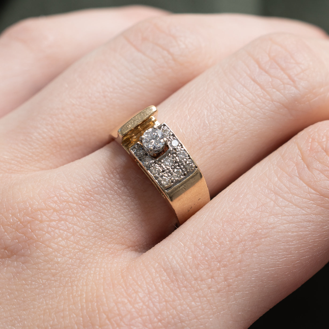 14K Diamond Geometric Soft Sqaure Ring | 0.32ctw | SZ 6.25