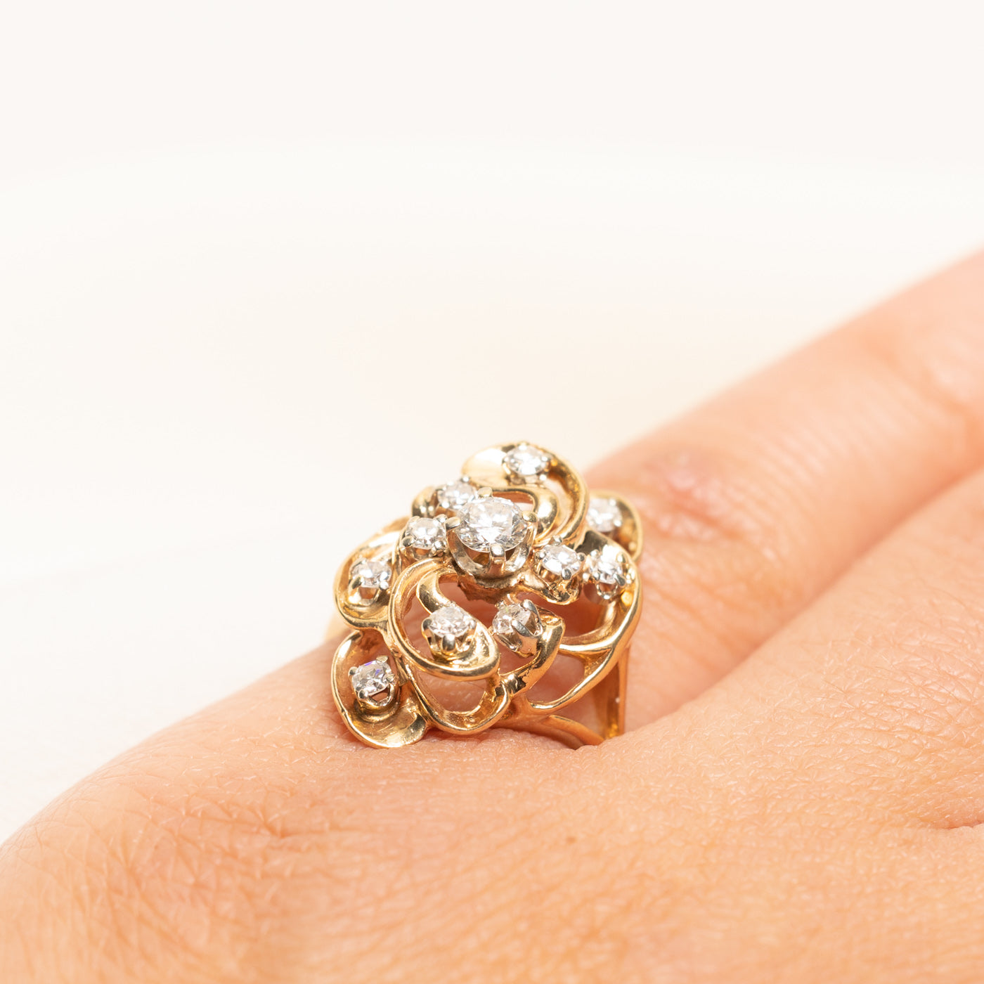 Scattered Diamond Openwork Cocktail Ring | 0.58ctw | SZ 5.5