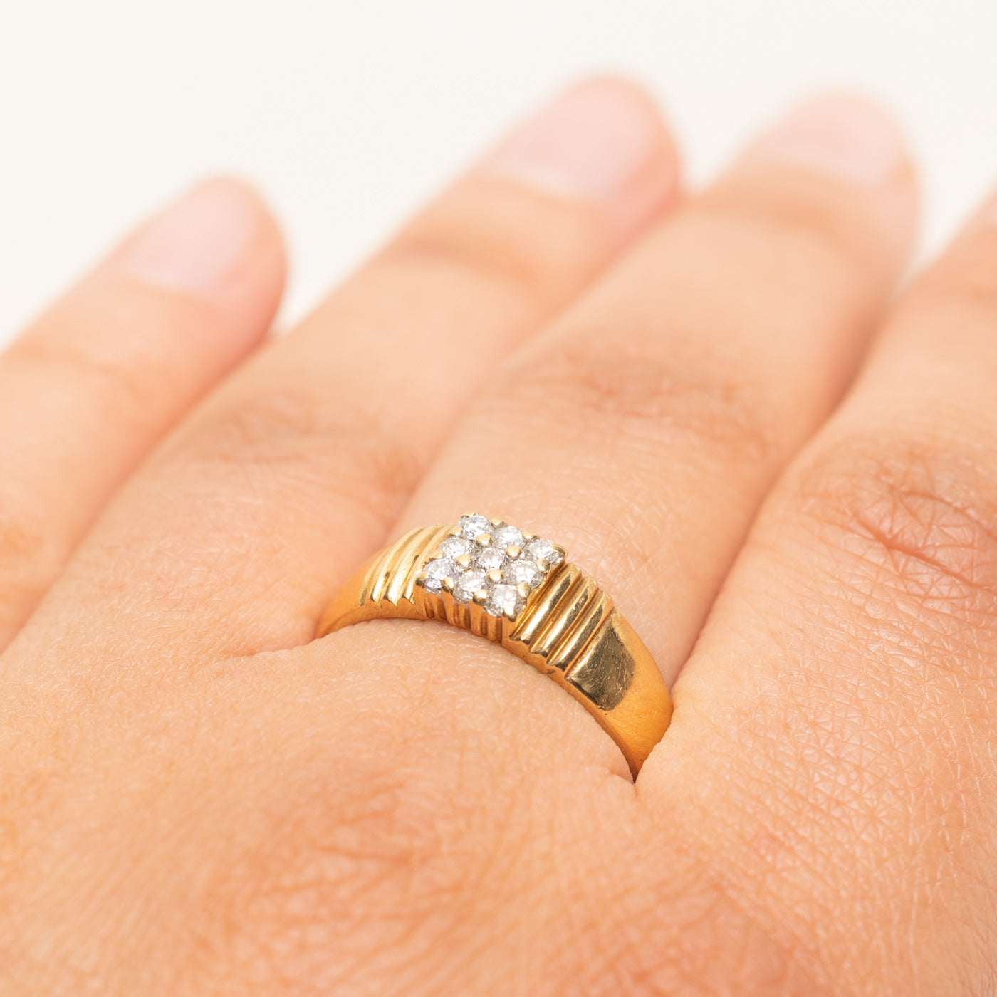 Diamond Grid Grooved Ring | 0.34ctw | SZ 8.75