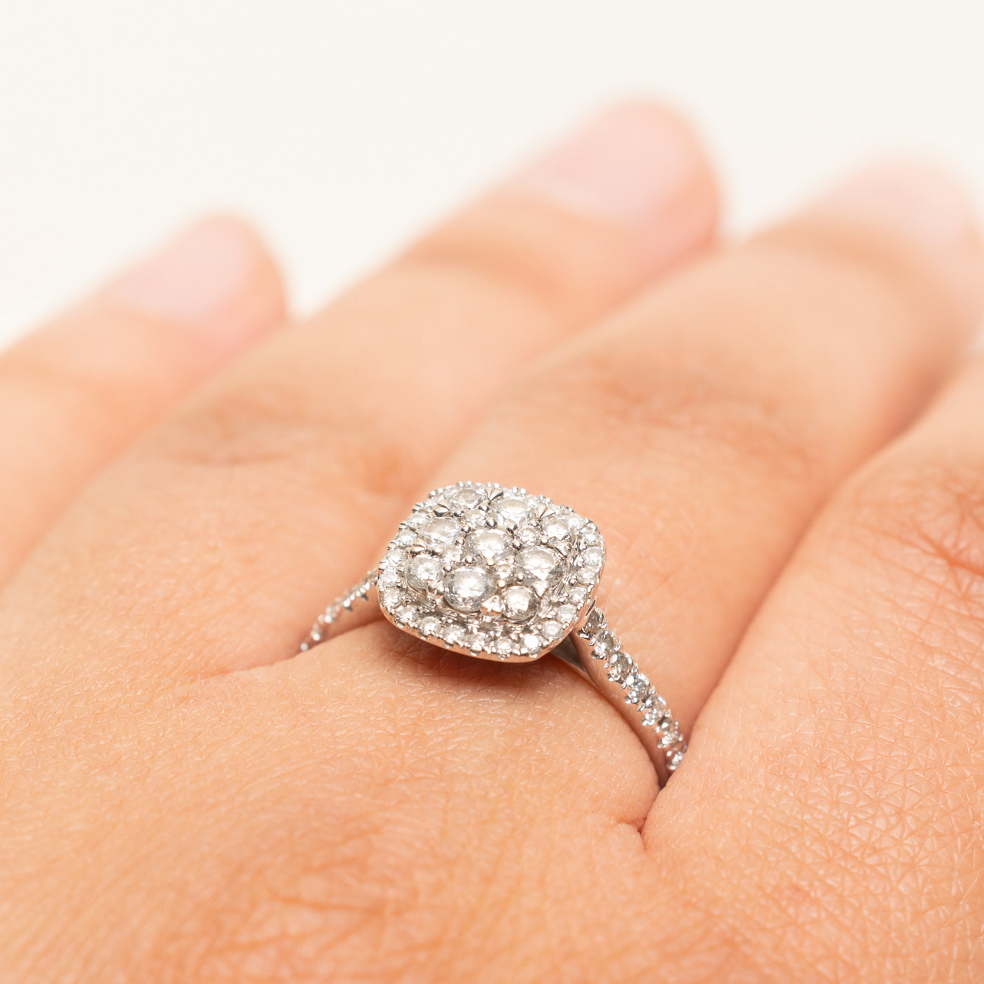 Diamond Square Cluster Halo Ring | 0.75ctw | SZ 7.5