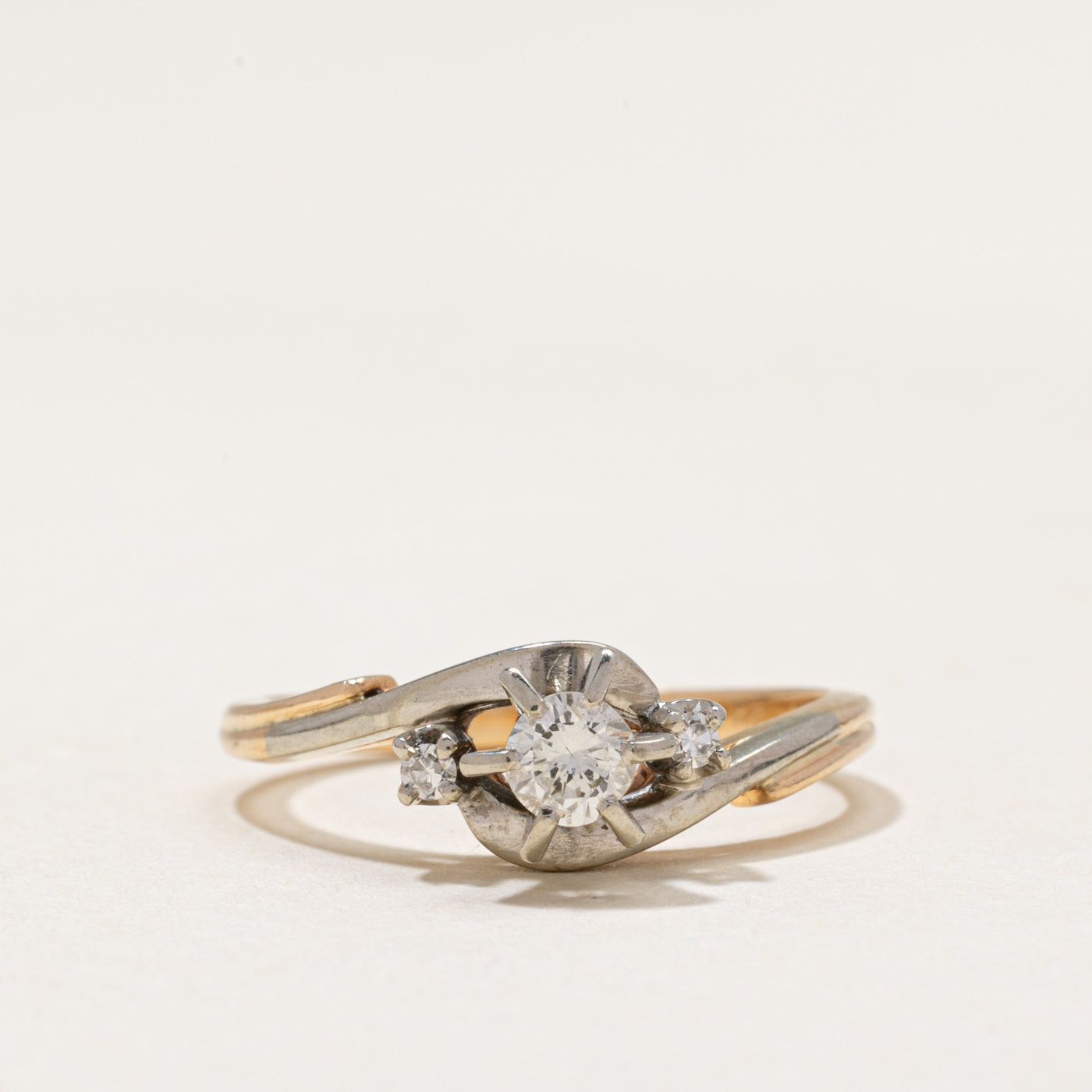 Vintage Canadian Diamond Bypass Ring | 0.24ctw | SZ 6