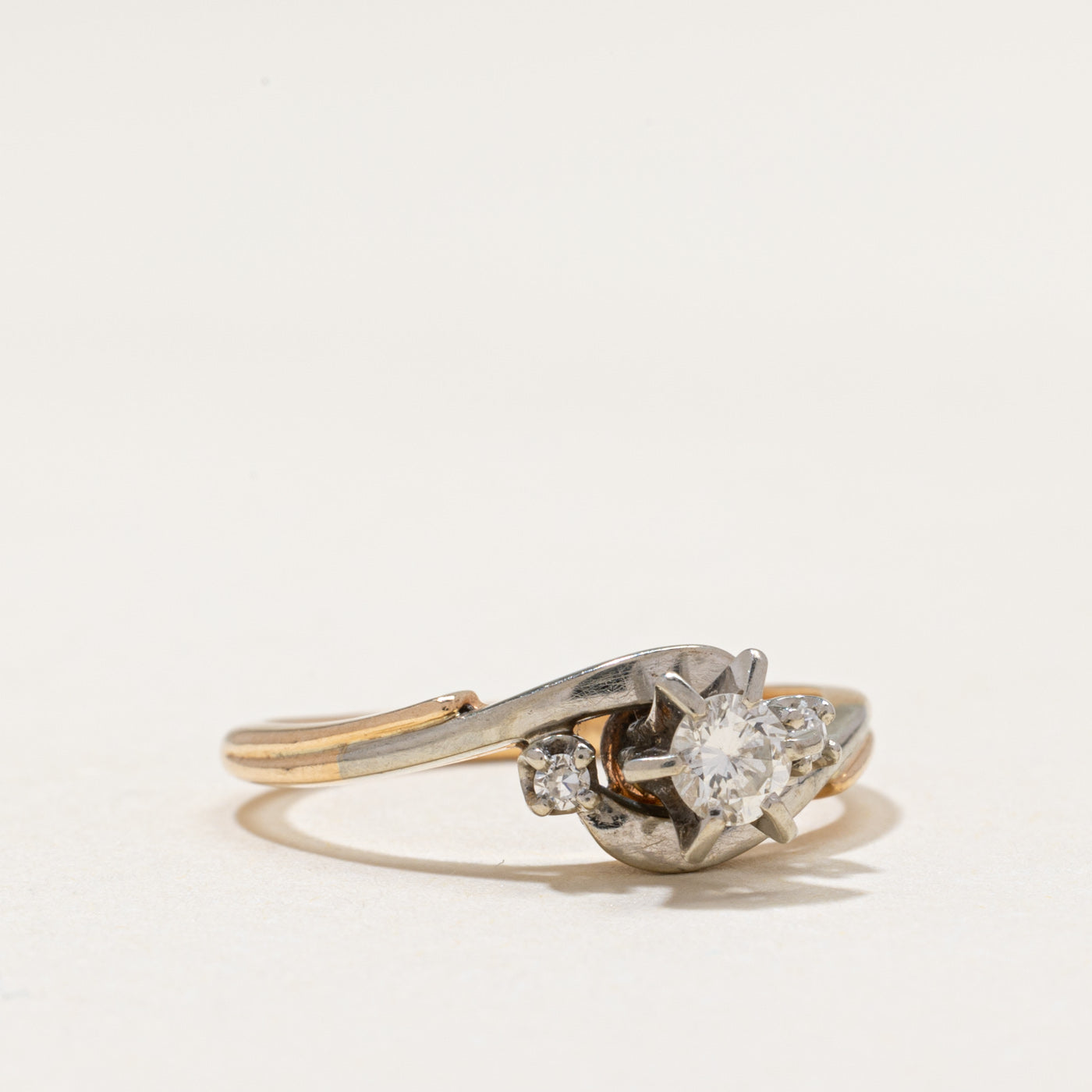 Vintage Canadian Diamond Bypass Ring | 0.24ctw | SZ 6