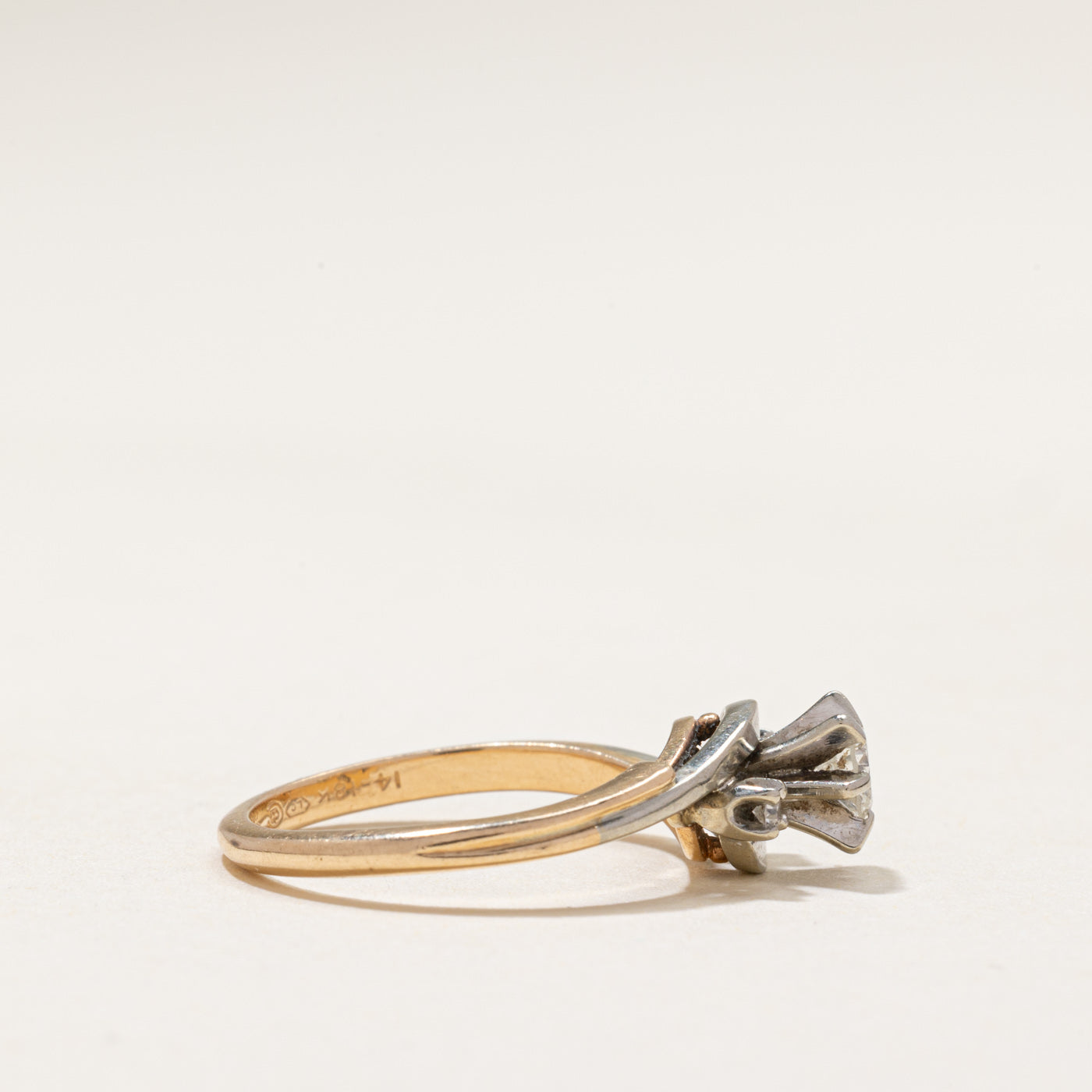 Vintage Canadian Diamond Bypass Ring | 0.24ctw | SZ 6
