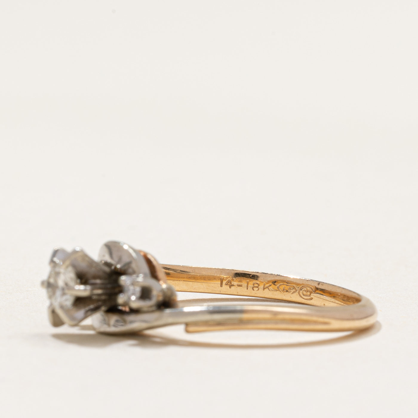 Vintage Canadian Diamond Bypass Ring | 0.24ctw | SZ 6