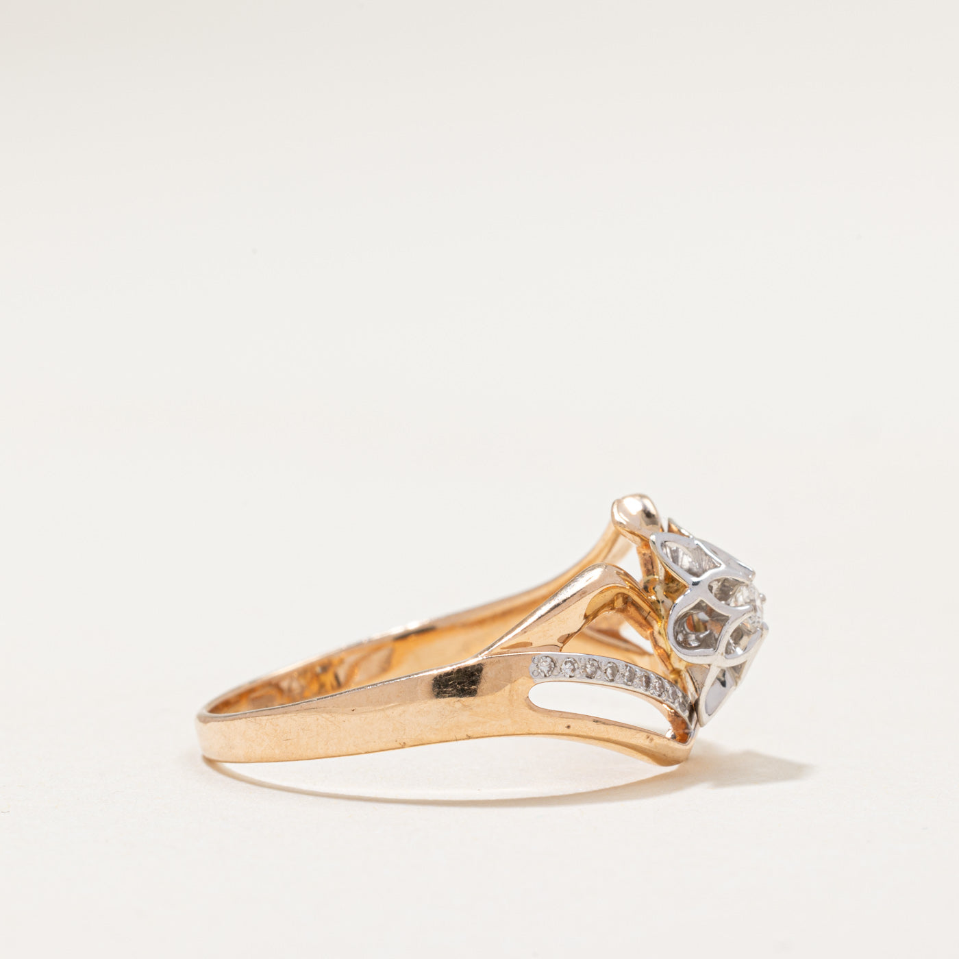 Diamond Flower Bypass Ring | 0.12ctw | SZ 10.75