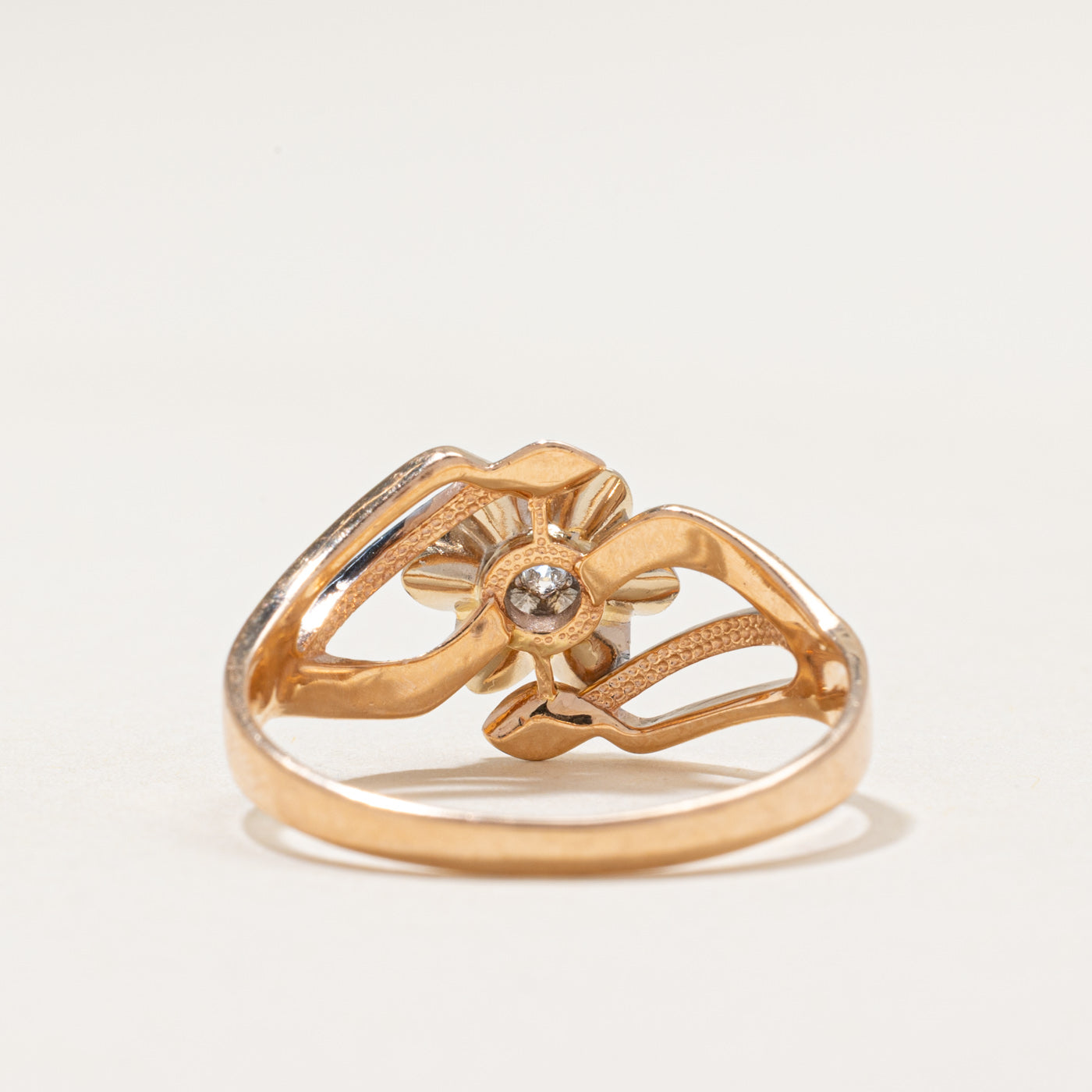 Diamond Flower Bypass Ring | 0.12ctw | SZ 10.75