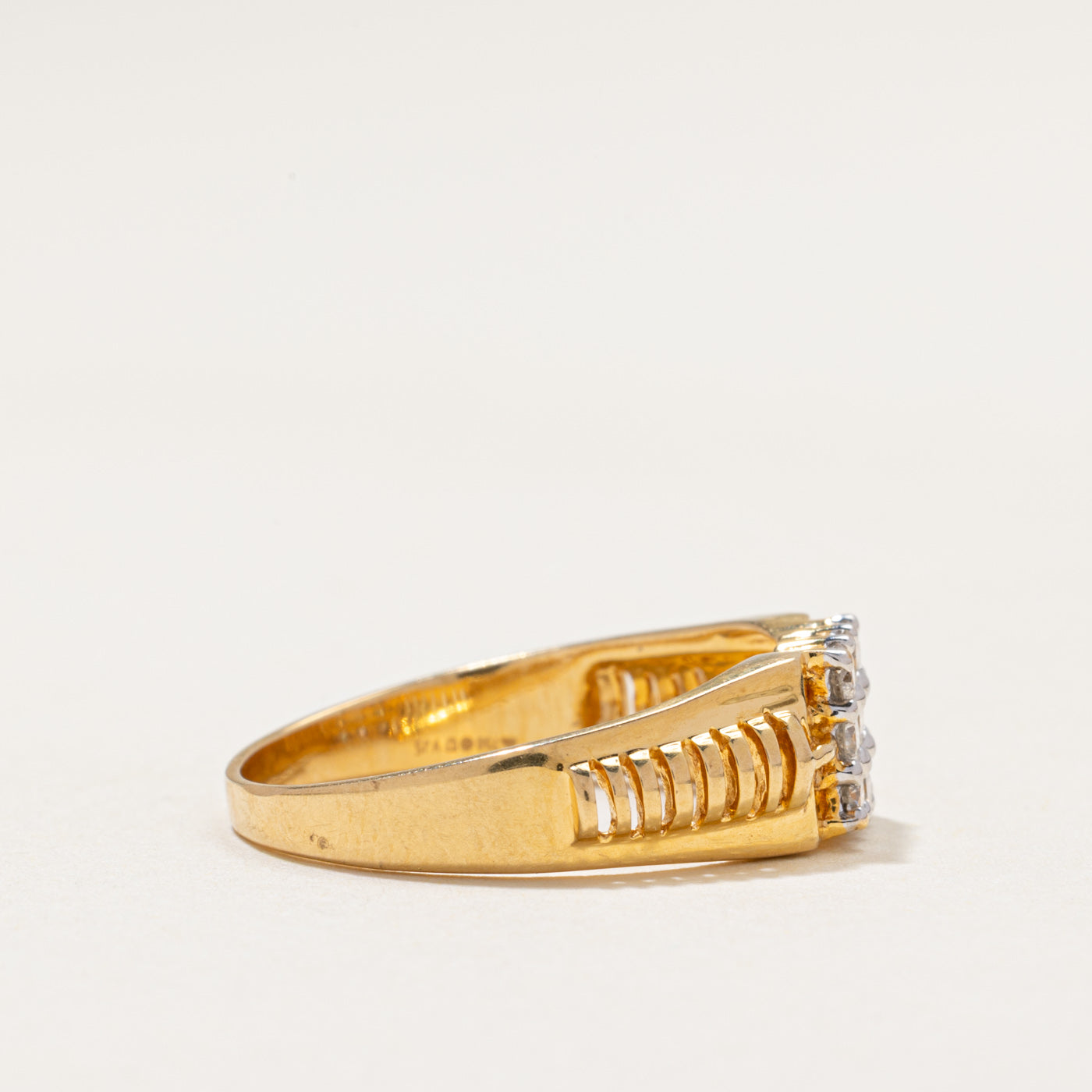 Diamond Grid Grooved Ring | 0.36ctw | SZ 8