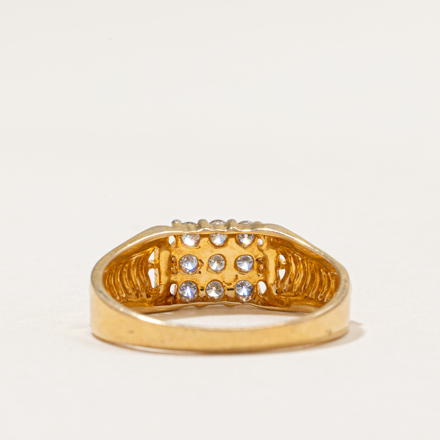 Diamond Grid Grooved Ring | 0.36ctw | SZ 8