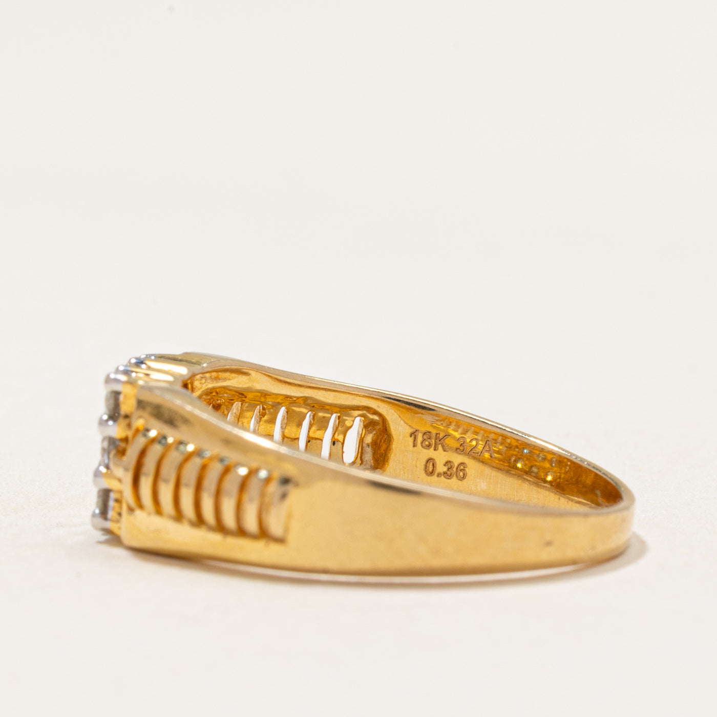 Diamond Grid Grooved Ring | 0.36ctw | SZ 8