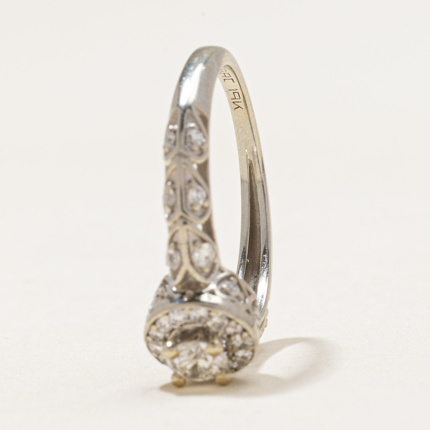 19k Diamond Halo Ornate Ring | 0.50ctw | SZ 5