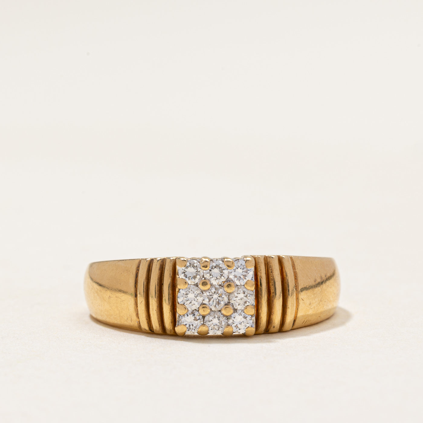 Diamond Grid Grooved Ring | 0.34ctw | SZ 8.75