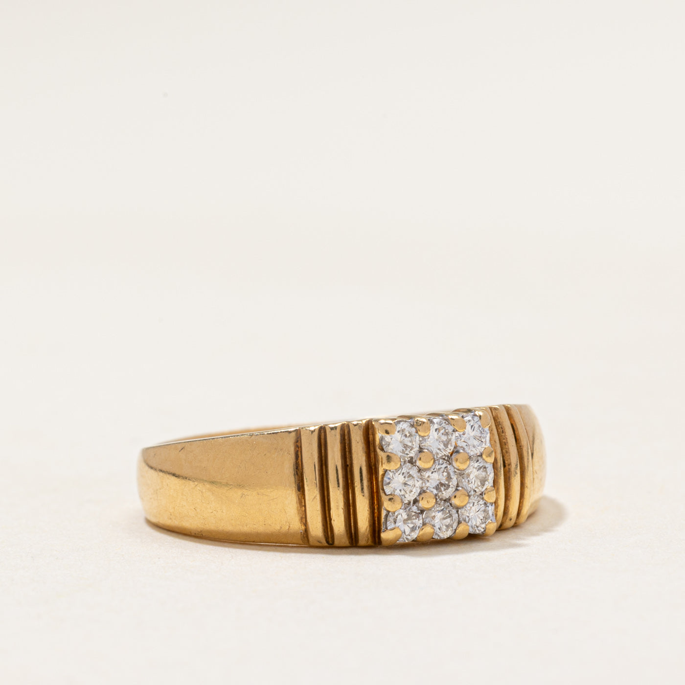 Diamond Grid Grooved Ring | 0.34ctw | SZ 8.75