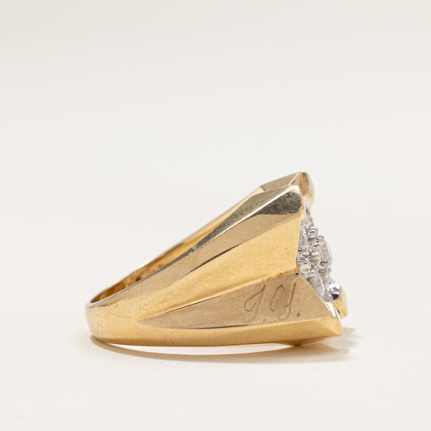 Diamond Cluster Grooved Cocktail Ring | 1.10ctw | SZ 11.25