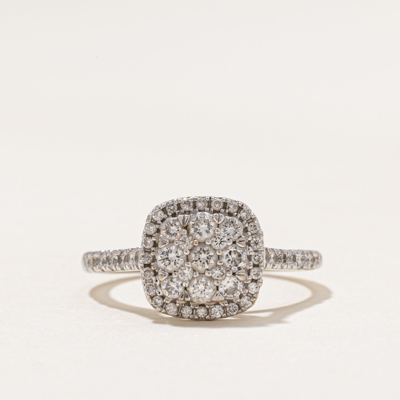 Diamond Square Cluster Halo Ring | 0.75ctw | SZ 7.5
