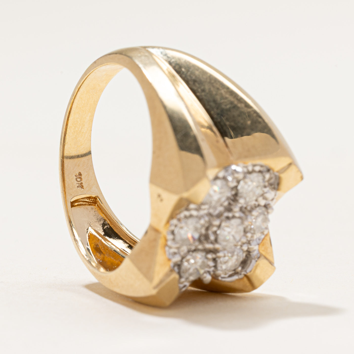 Diamond Cluster Grooved Cocktail Ring | 1.10ctw | SZ 11.25