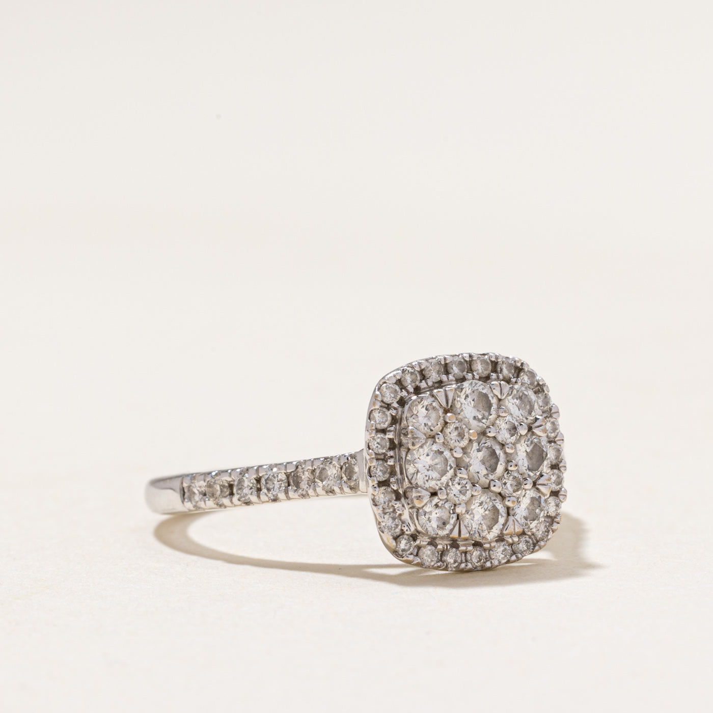 Diamond Square Cluster Halo Ring | 0.75ctw | SZ 7.5
