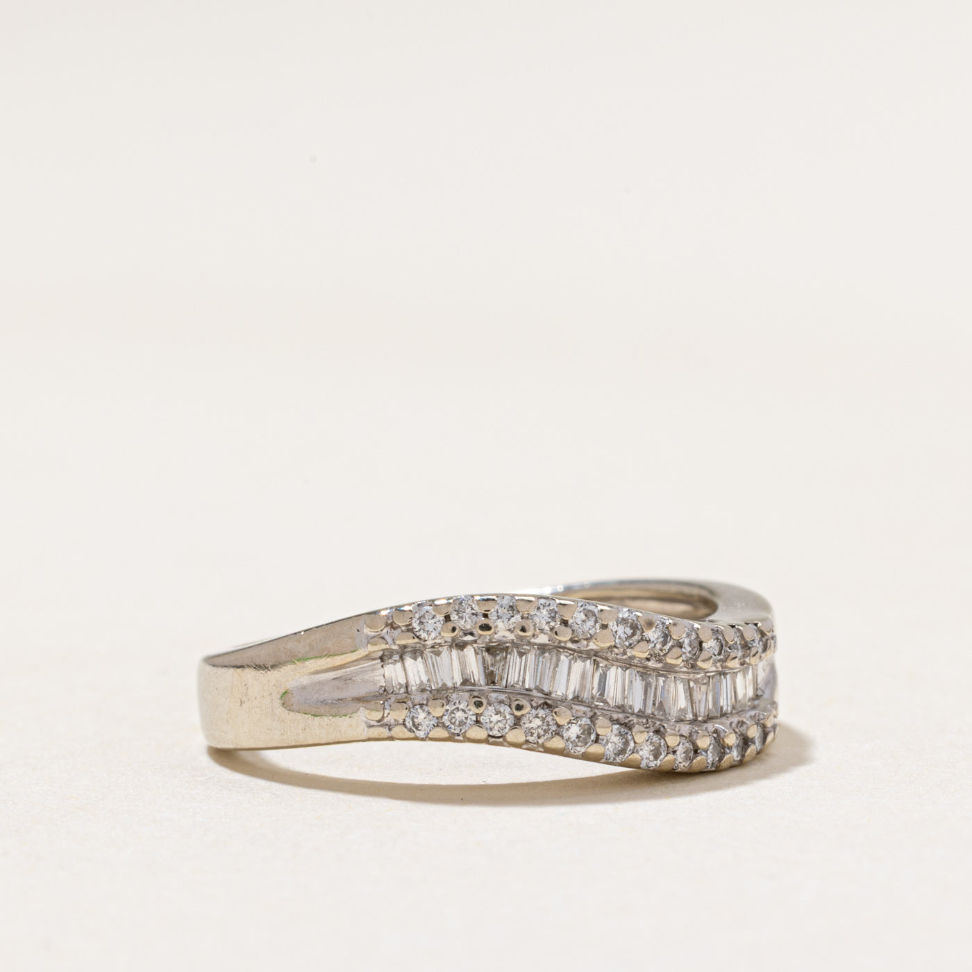 Mixed Cut Semi Eternity Diamond Wave Ring | 0.50ctw | SZ 5.25