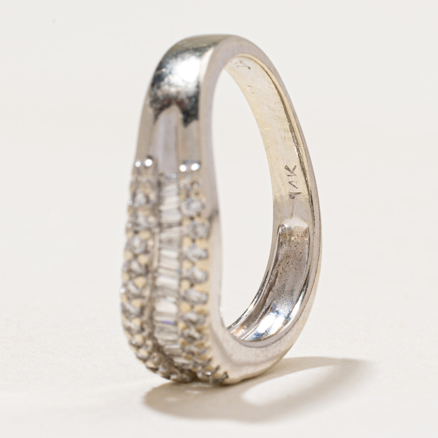 Mixed Cut Semi Eternity Diamond Wave Ring | 0.50ctw | SZ 5.25